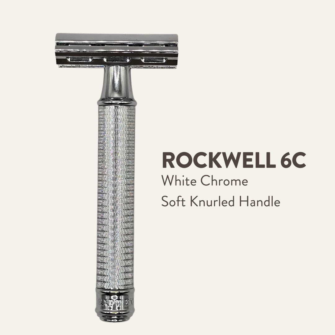 Rockwell 6C Adjustable White Chrome Razor with New Handles