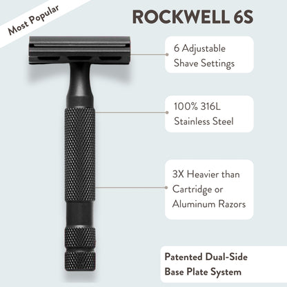 Rockwell 6S Black Stainless Steel All-In-One Shave Kit